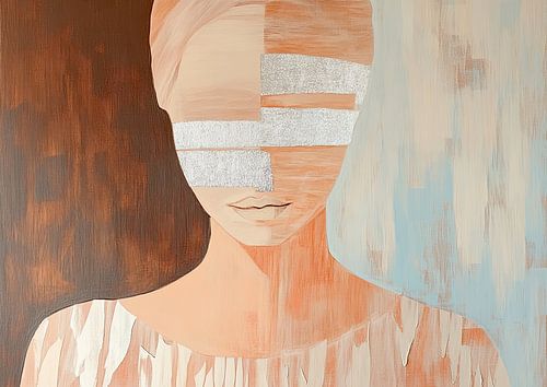 Frauenporträt | Augen hinter Silberbändern