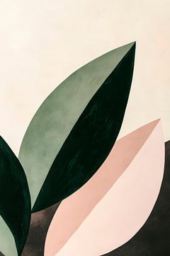 Geometrie van de natuur - bladfusie groen ontmoet roze - Blä van Poster Art Shop