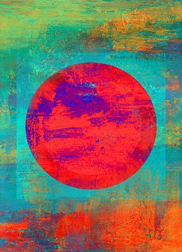 Droom - Cirkel Groen Rood Oranje van Claudia Gründler
