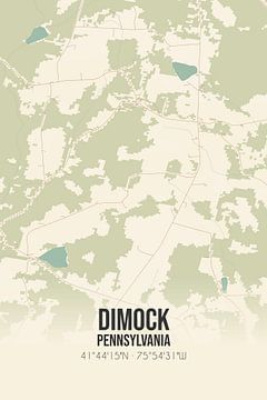 Vintage landkaart van Dimock (Pennsylvania), USA. van Rezona