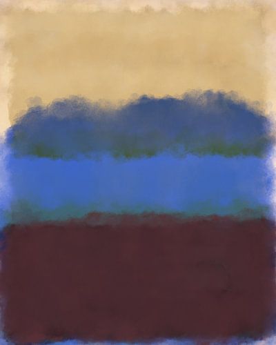 Geel, kobaltblauw, paars. Schilderij geïnspireerd door Mark Rothko.