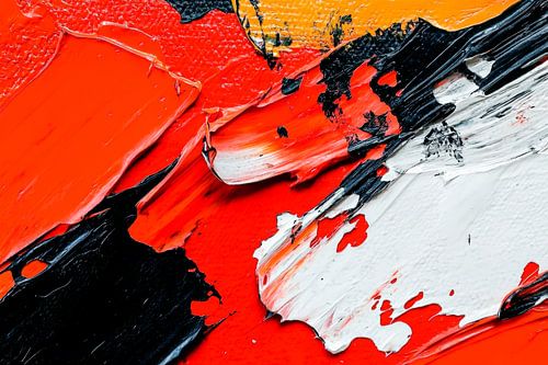 Abstracte kleurenexplosie in rood en zwart