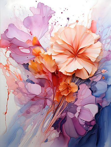 Abstract Bloemen schilderij