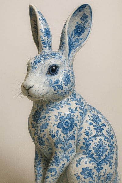 Delft Blue Hare - Traditional with a Twist by But First Framing