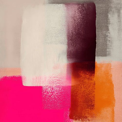 Modern abstract in pink, burgundy and orange by Studio Allee