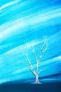Grand fond blanc arbre sans feuilles de bleu par Jan Brons Aperçu