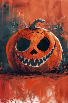 Devilish Grin - Merry Creepy Pumpkin by Eva Lee
