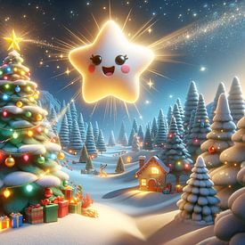 Sprankelende kerstmagie in het besneeuwde sterrendorp van artefacti