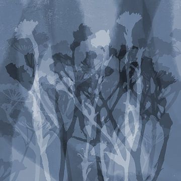 Botanische kunst in zacht blauw van Dina Dankers