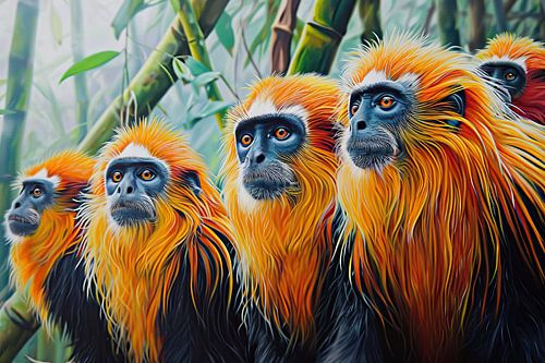 Peinture Explosion de couleurs Singes