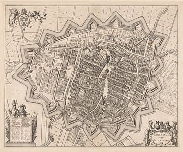 Karte der Stadt Groningen von ca. 1657, mit weißem Rahmen von Gert Hilbink