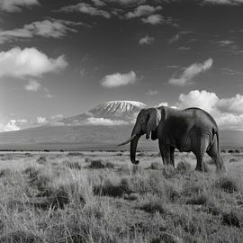 Olifant en Kilimanjaro van Poster Art Shop