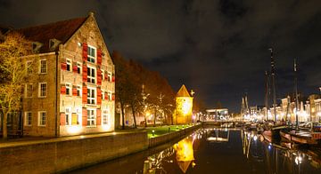 Thorbeckegracht in het centrum van Zwolle in de nacht