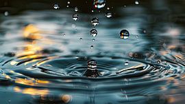 Falling water droplets close up by Vlindertuin-Art