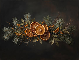 Rustic Christmas Botanicals – Dried Oranges and Pine Branches by haroulita