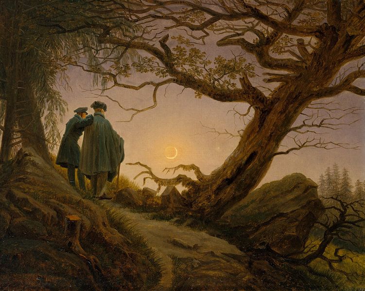 Caspar David Friedrich - Twee mannen die de Maan contempleren van 1000 Schilderijen