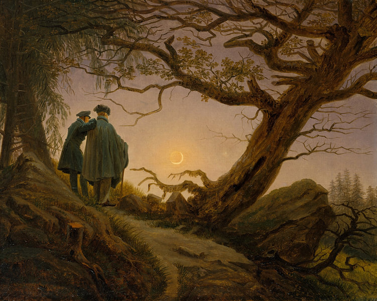 Caspar David Friedrich - Zwei Männer, die den Mond betrachten ArtFrame