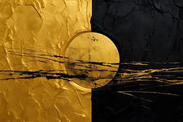 Zwarte gouden cirkel met zwart van Digitale Schilderijen