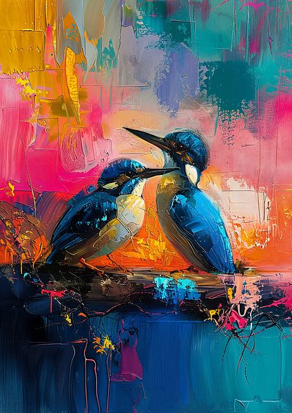 Vogel Schilderij | Portret van Abstract Schilderij