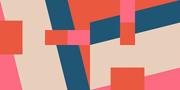 Geometrische Landschaft in Retro-Farben. Moderne abstrakte minimalistische Kunst I von Dina Dankers