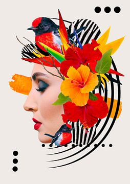 Flower woman rood oranje
