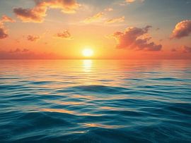 Sanctuaire d'or : Un horizon radieux de douces ondulations azurées sur Artistic