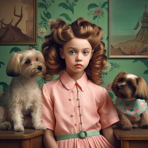Kunstporträt "Ich und meine Hunde"