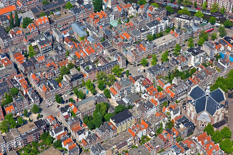 Luchtfoto van de Jordaan te Amsterdam van Anton de Zeeuw