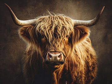 Rustic Beauty - Scottish highlander in Contemplation by Eva Lee