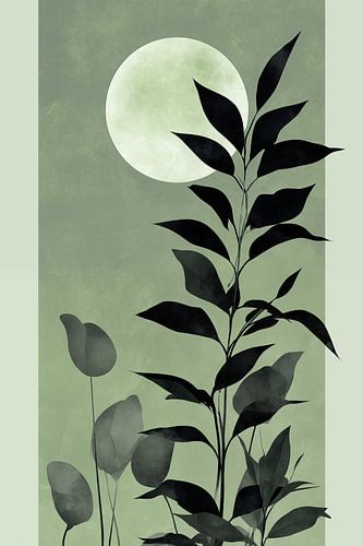 De maan met botanische vormen