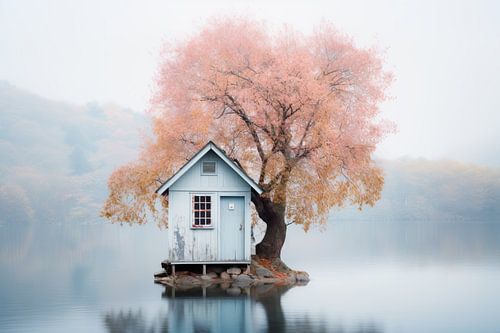 Kleine Insel mit einer Hütte