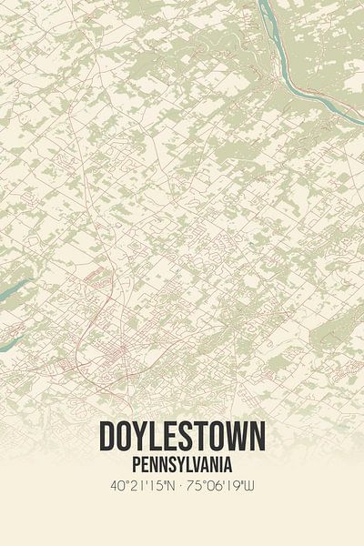 Carte ancienne de Doylestown (Pennsylvanie), Etats-Unis. par Affiches de lieux