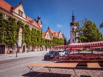 Marktplein met stadhuis in Riesa Saksen van Animaflora PicsStock