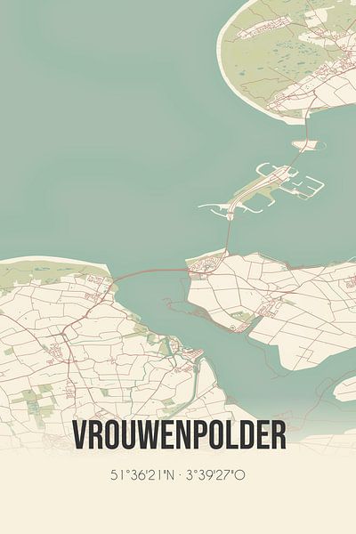 Vintage map of Vrouwenpolder (Zeeland) by Prints of Place