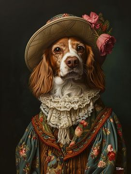 chien en robe victorienne sur Gelissen Artworks