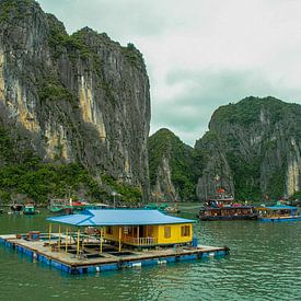 floating houses and shops in Halong Bay, Vietnam by Jan Fritz