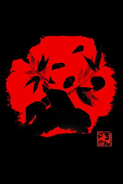 Panda in rot von Péchane Sumie