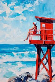 Rettungsschwimmer am Strand von Poster Art Shop