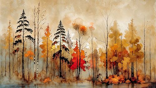 Aquarel van de herfst