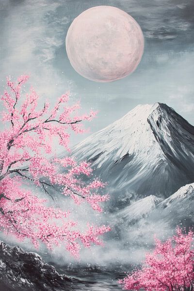 Delicate cherry blossoms on the mountain top by Poster Art Shop