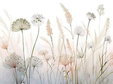 Serene Flowering grasses on the roadside by Studio Pieternel