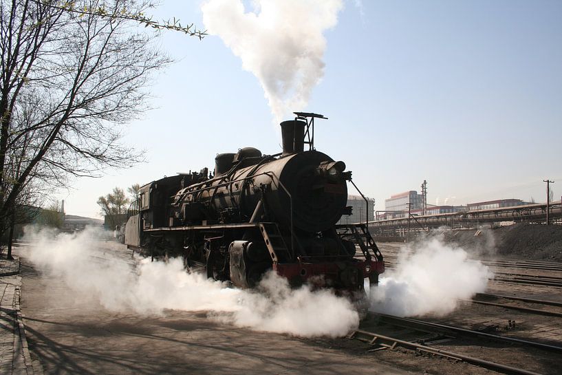 Stoomlocomotief op hoogovensterrein von René Boeff