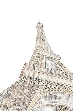 De  Eiffeltoren, Parijs - Frankrijk (Schets) van Be More Outdoor