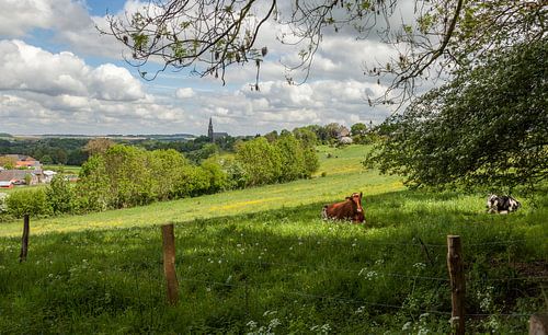 Uitzicht op Vijlen  in Zuid-Limburg tijdens de Lente