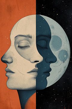 Abstracte gezichten in de maan van haroulita
