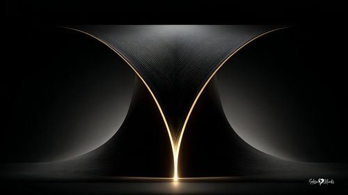 Abstraktes Schwarz mit zartem Gold