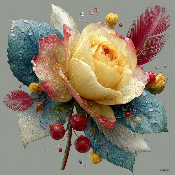 yellow flower with water and icing by Gelissen Artworks