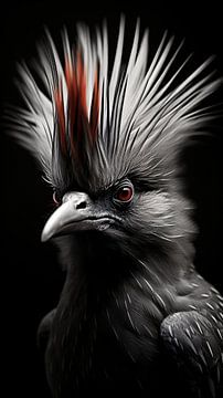 Vogel Portrait in Schwarz-Weiß minimalistisch