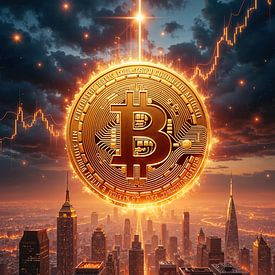 BITCOIN POWER - Ein Bitcoin über der Großstadt von INFERAURUM