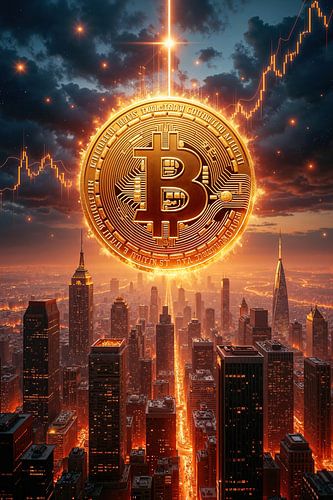 BITCOIN POWER - Een bitcoin boven de grote stad